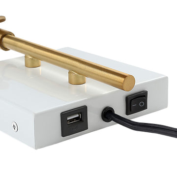 Max 20.5" Swing Arm Modern Midcentury Iron USB Charging Port LED Sconce - JONATHAN Y